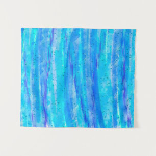 Aqua Blau, Lila und Aquamarin Abstrakt Wandteppich