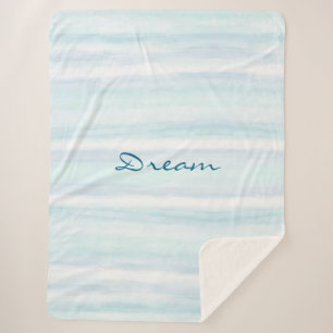 Aqua Blau Mint Weiße Wasserfarben Streifen Sherpadecke