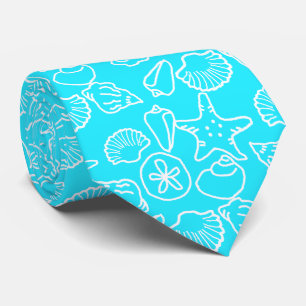 Aqua Blau Muschelmuster Tropischer Bräutigam Krawatte