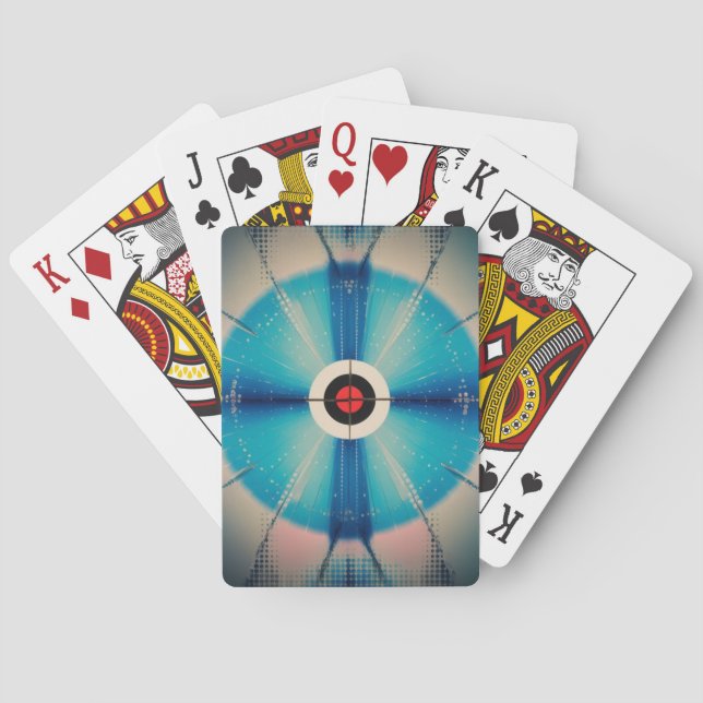 Aqua Blau Punktgitter Abstrakte Deck Spielkarten (Rückseite)