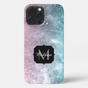 Aqua-blau Rosa Meeresgalaxie abstrakt Monogramm iPhone 13 Pro Max Hülle