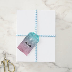 Aqua-blau Rosa Ombre Meer Galaxie abstrakt Monogra Geschenkanhänger