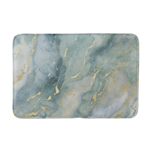 Aqua Blau Salbei Grün Gold Abstraktdruck Badematte