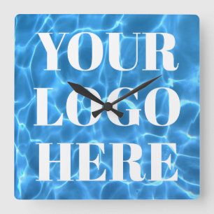 Aqua Blau Schwimmbad Foto für Ihr Logo Quadratische Wanduhr