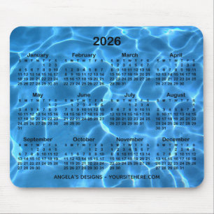 Aqua-Blau-Schwimmbad-Kalender Werbeartikel Mousepad