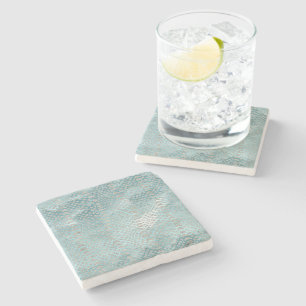 Aqua Blau Silber Schlangenmuster Steinuntersetzer