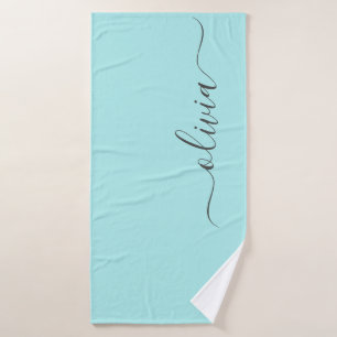 Aqua Blau Teal Moderne Schrift Mädchen-Monogramm-N Badehandtuch