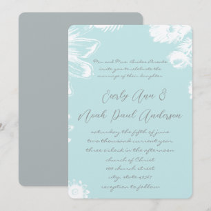 Aqua Blau Teal Vintage Floral Hochzeits-Einladun Einladung