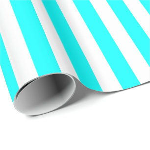 Aqua Blau und Weiß gestreift Geschenkpapier