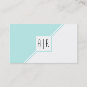 Aqua blau und weiß moderne monogramm geometrische visitenkarte