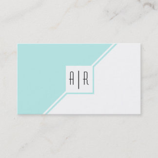 Aqua blau und weiß moderne monogramm geometrische visitenkarte