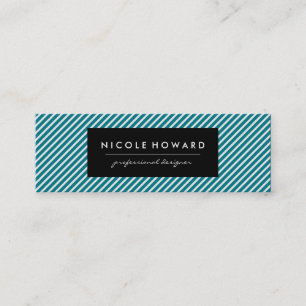 Aqua Blau und weiße Streifen Mini Visitenkarte