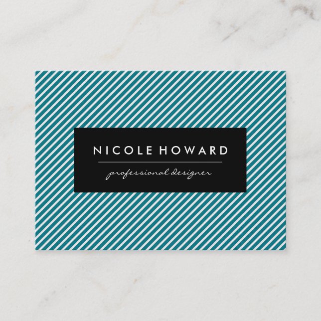 Aqua Blau und weiße Streifen Visitenkarte (Vorderseite)