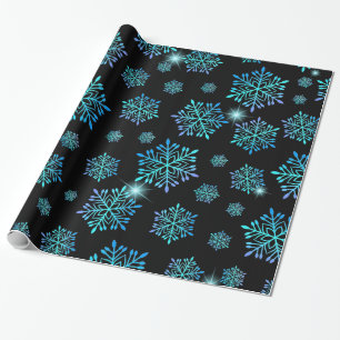 Aqua-Blau-Verlaufs-Schneeflocken-Muster-Feiertag Geschenkpapier
