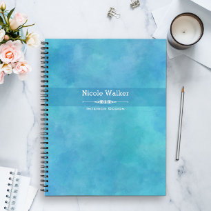 Aqua-Blau-Wasserfarbe Personalisiertes Notizbuch