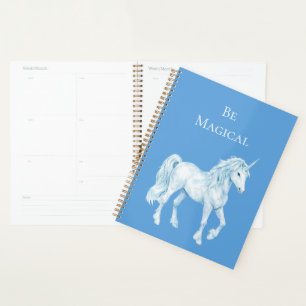 Aqua Blau Weiß Magisches Einhorn Planer