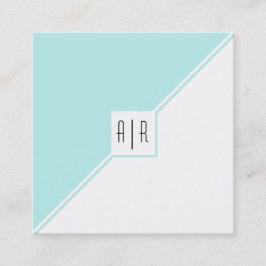 Aqua blau, weiße Dreiecke und Monogramm modern Quadratische Visitenkarte