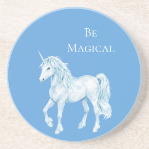 Aqua Blau Weißes Magisches Einhorn Getränkeuntersetzer