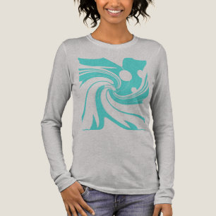 Aqua Blau Wirbelnde Blume Vogel Moderne Kunst Abst Tri-Blend Shirt
