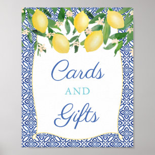 Aqua Blaue Capri Zitronen Baby Shower Karten und G Poster