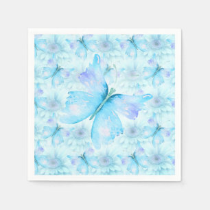 AQUA BLAUE GERBER DAISIES AND BUTTERFLIES DECOUPAG SERVIETTE