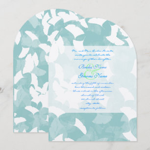 Aqua Blaue Ginkgo-Blätter Hochzeitseinladung Einladung