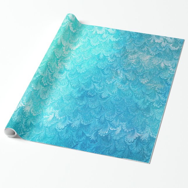 Aqua-blaue glänzende geschenkpapier (Ungerollt)