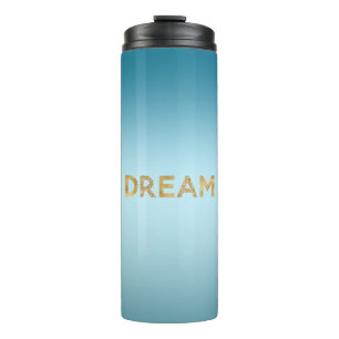 Aqua Blaue Himmel Ombre Gold Glitter Traum Thermosbecher