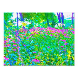 Aqua Blaue Impressionistische Gartenlandschaft Fotodruck
