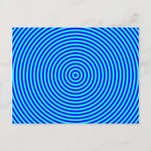Aqua Blaue Konzentrische Kreise Postkarte