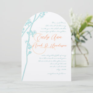 Aqua Blaue Korallen-Blumen-Hochzeitseinladung Einladung