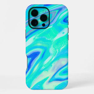 Aqua Blaue Marmor-Textur Abstrakte Flüssigkeitsstr iPhone 16 Pro Max Hülle