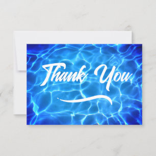Aqua Blaue Schwimmbad Moderne Kalligrafie Dankeskarte