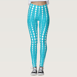 Aqua blaue und weiße Punkte-Leggings Leggings