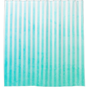 Aqua-blaue und weiße Streifen Duschvorhang
