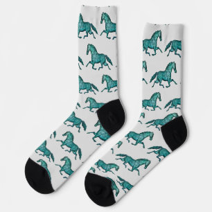 Aqua Blaue Vintage Pferd Verrückte Socken