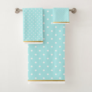 AQUA BLAUE WHUE GOLD SPOT BADEZIMMER TOWEL SET