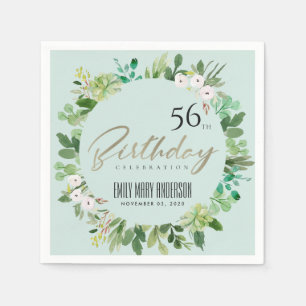 AQUA BLAUE WREATH FAUNA WATERCOLOR JEDES ALTER BIR SERVIETTE