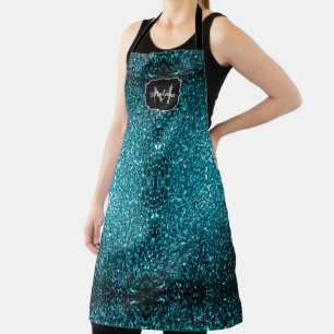 Aqua-blauer glänzender falscher Glitter-Funkel-Mon Schürze
