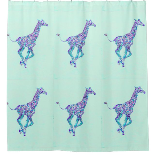 Aqua, blauer, lila GiraffenDuschvorhang Duschvorhang (Vorderseite)