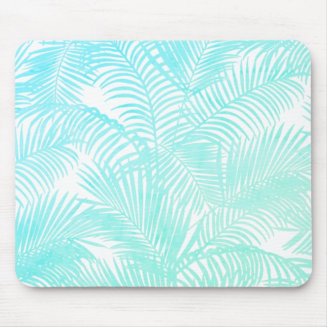 Aqua blauer Minze Gefälle tropische Palme Blüte Mousepad (Vorne)