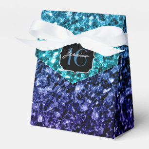 Aqua blauer Ombre Glitter-Glitzern Bonbon 16 Geschenkschachtel