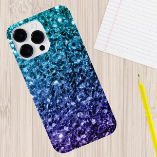 Aqua-blauer Ombre-Kunstglitter funkelt iPhone 16 Pro Max Hülle