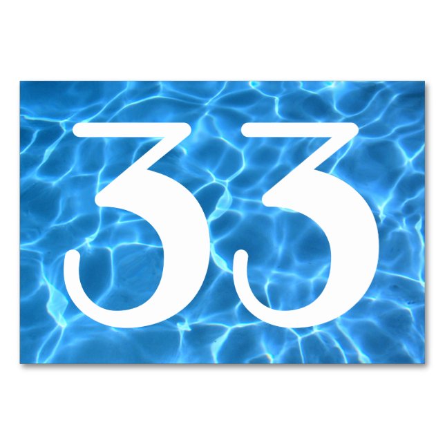 Aqua-Blauer Schwimmbad Tischnummer (Vorderseite)