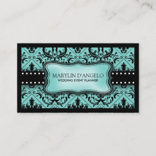 Aqua-blauer und schwarzer Vintager Visitenkarte