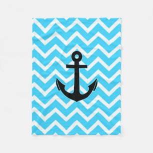 Aqua-blauer Zickzack Anker Fleecedecke