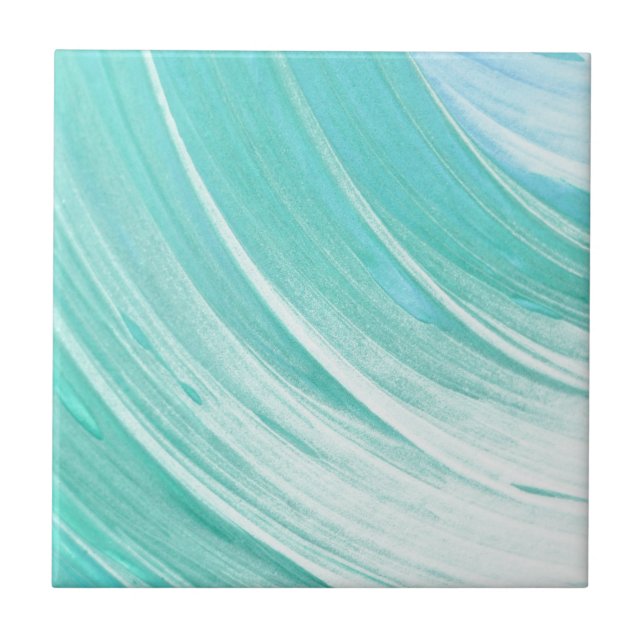 Aqua-blaues Aquarell-Muster Fliese (Vorderseite)