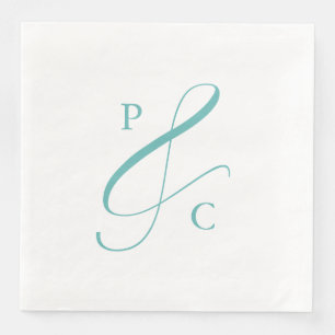 Aqua Blaues Et-Zeichen-Monogramm-Papier-Tischservi Serviette