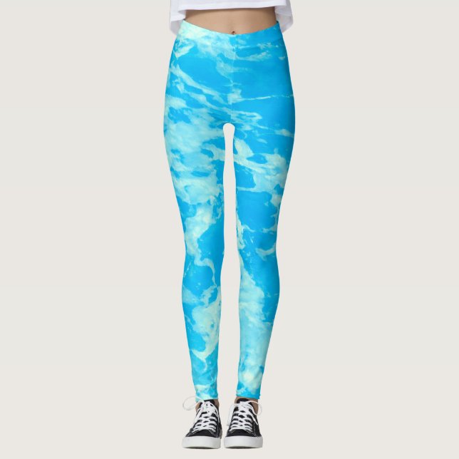 Aqua Blaues Meer Leggings (Vorderseite)
