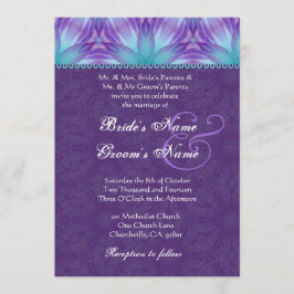 Aqua blaues und königliches lila lila Wedding V2 Einladung